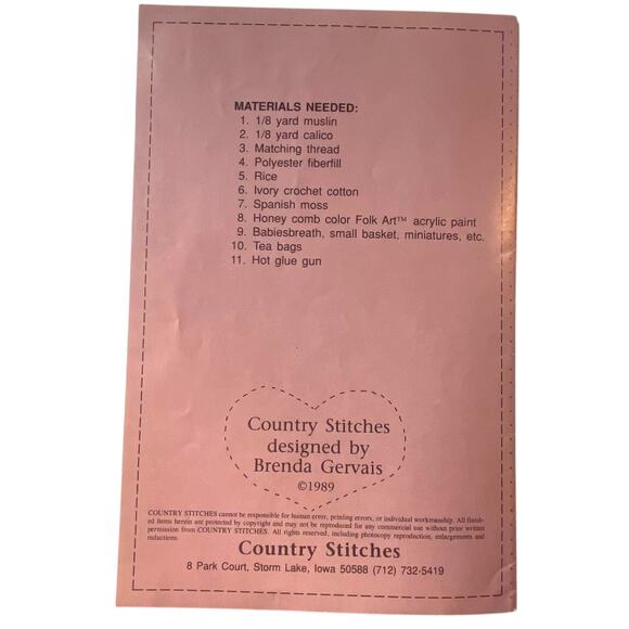 Country Stitches 125 Pattern All Tied Up In Knots 6" Doll Folkart Vintage Decor - Picture 6 of 7